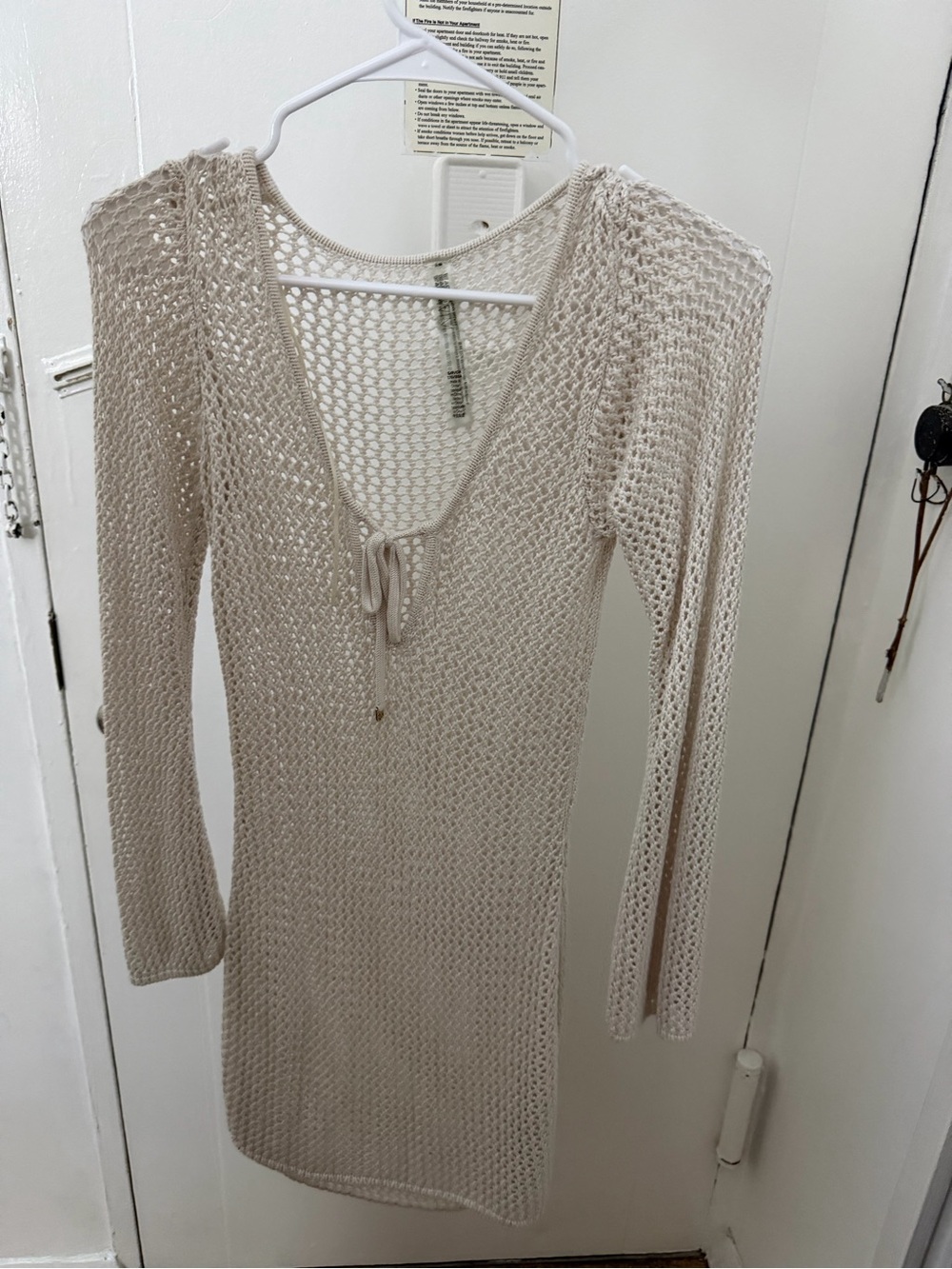 Victoria's Secret Cream Crochet Long-Sleeve Swim Coverup